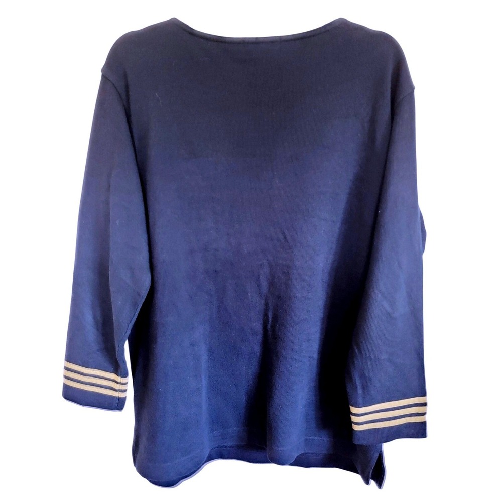 Vintage Lauren Ralph Lauren M Admiral Sweater Navy Blue Cotton Nautical Crest - Picture 4 of 10